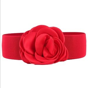 Women Girls Flower Waist Belt Wide Elastic Band